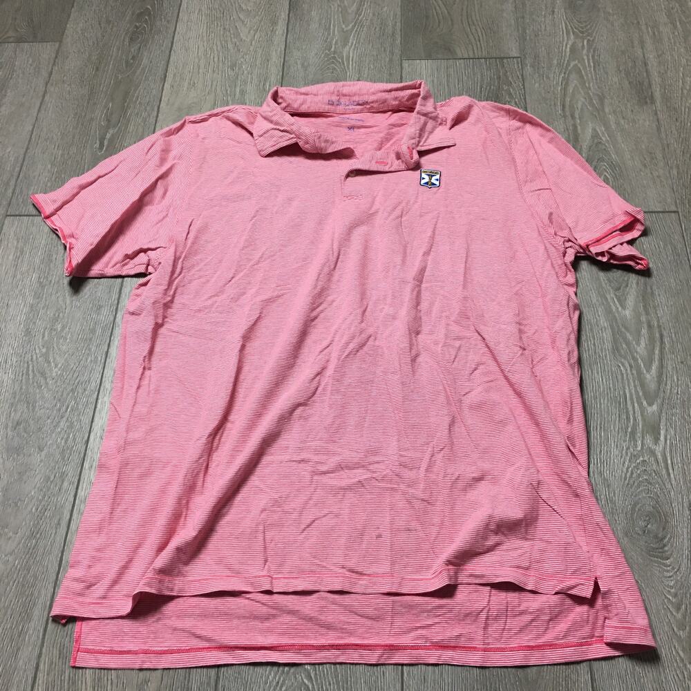 B. Draddy Mens Golf Polo Shirt Size L Pima‎ Cotton Striped Red and White  XL
